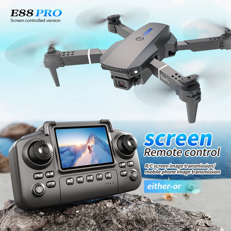 Drone Kit Professional - Drone Profissional E88 PRO com Tela,
